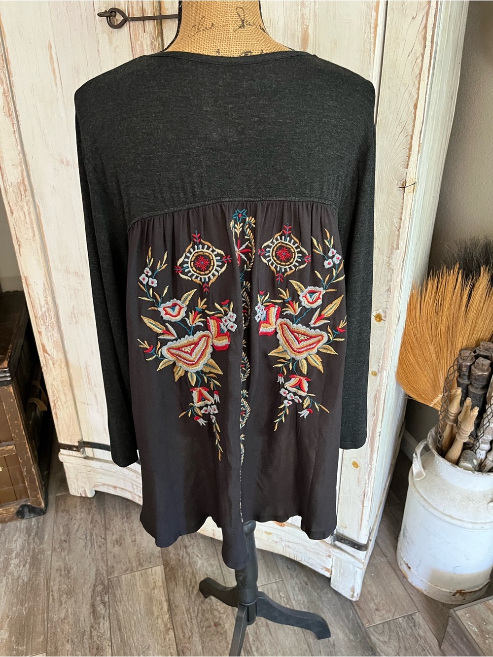 CAITE embroidered vneck top